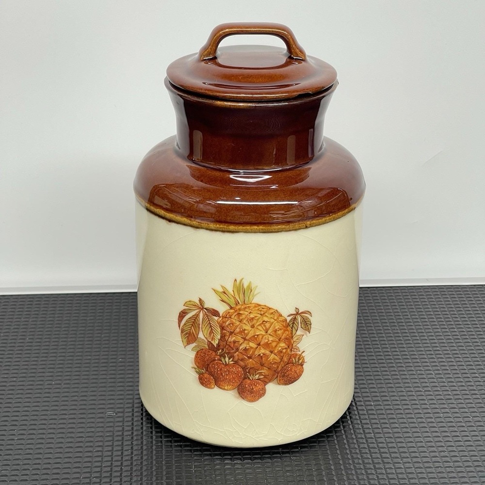 McCoy USA Fruit Festival 8.5" Canister Pineapple Transfer Ware Decal #252 AS IS